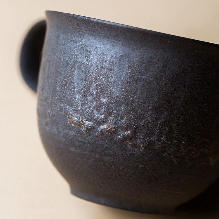 Earth-Toned Handmade Coffee Mug with Saucer