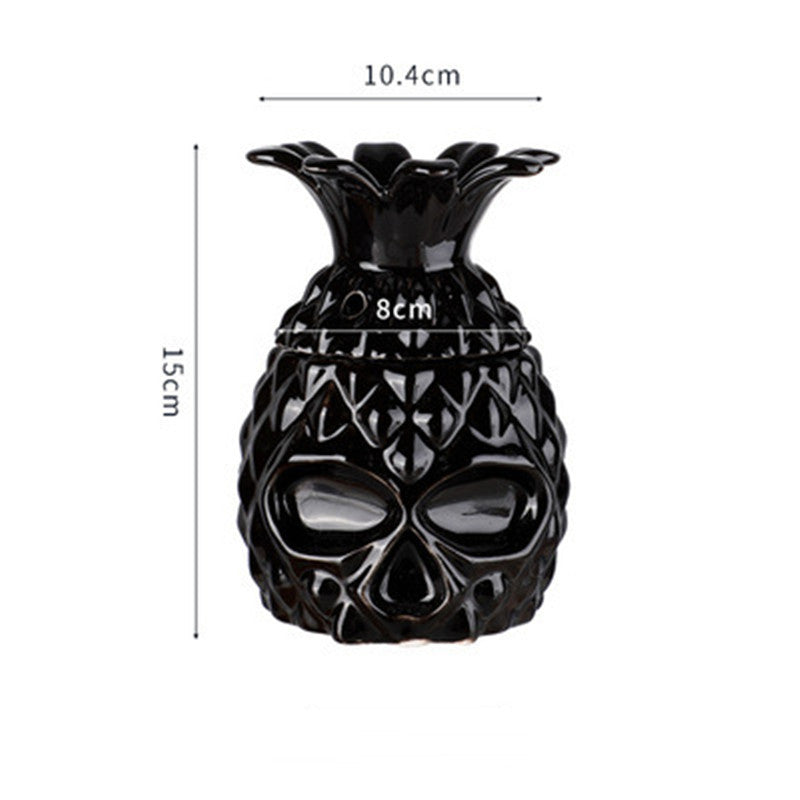 Black Skull Pineapple Cocktail Tiki Mug