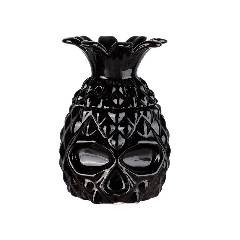 Black Skull Pineapple Cocktail Tiki Mug
