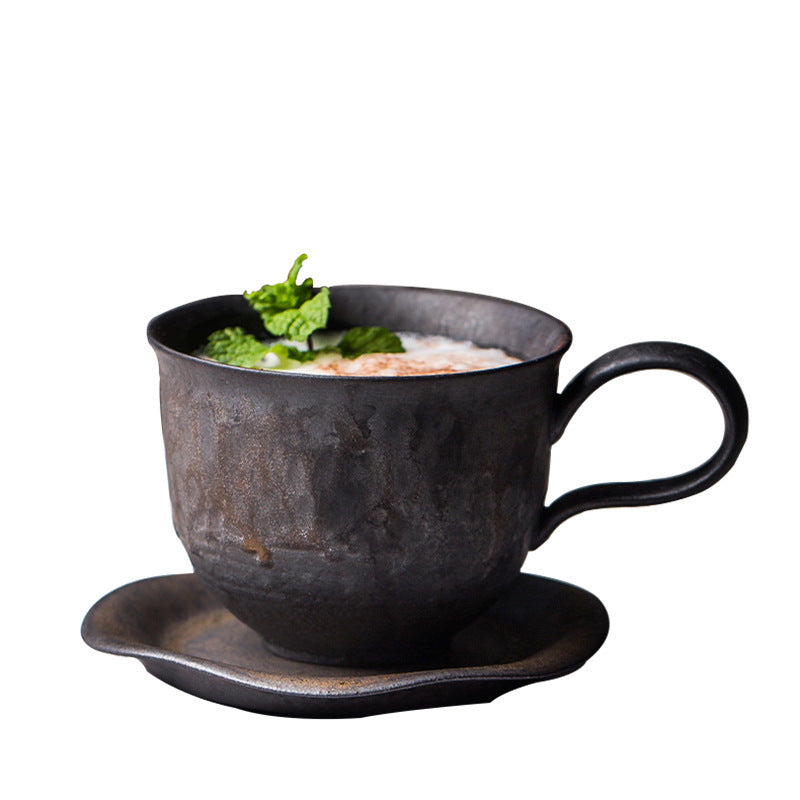 Earth-Toned Handmade Coffee Mug with Saucer