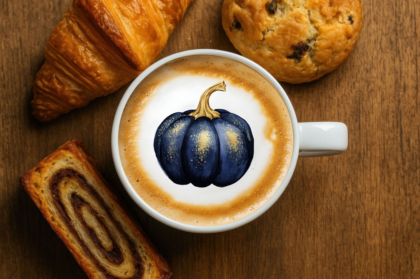 Navy Blue Watercolor Pumpkin