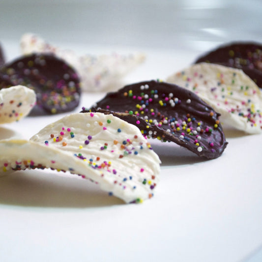 Chocolate Covered Potato Chips, Birthday Cake Chips