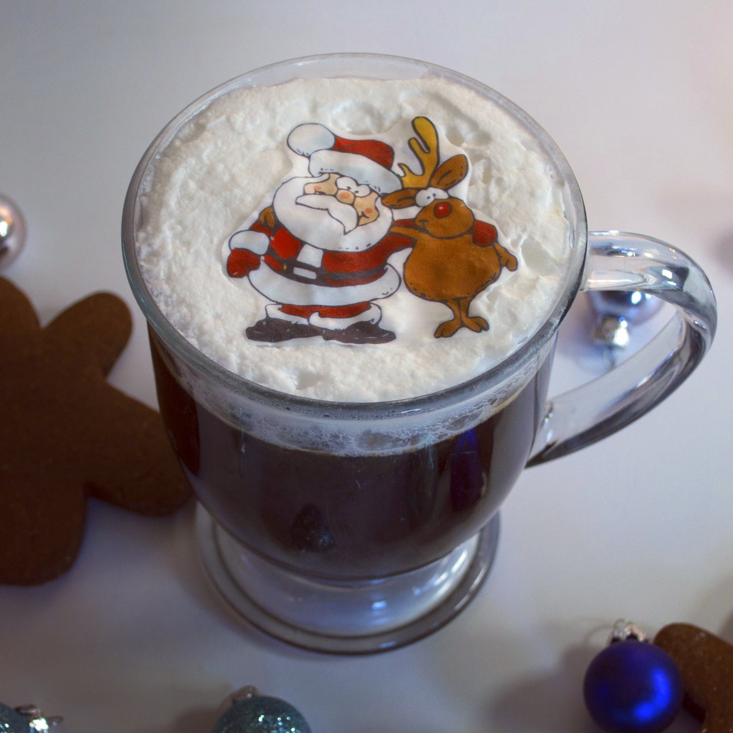 Santa and Rudolph Christmas Drink Topper Garnishes