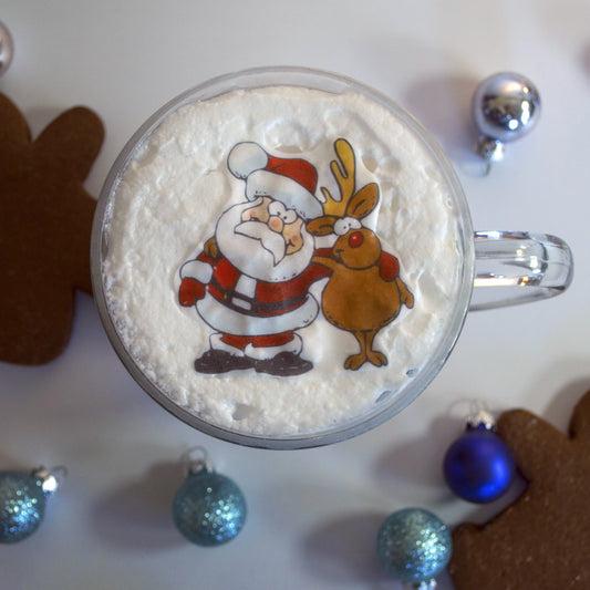 Santa and Rudolph Christmas Drink Topper Garnishes