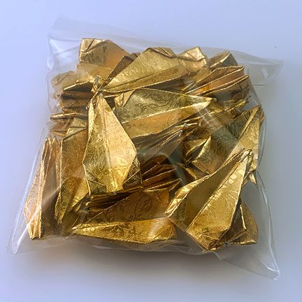 Gold Origami Paper Cranes