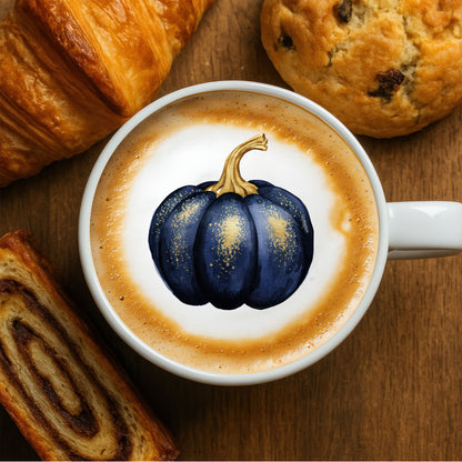 Navy Blue Watercolor Pumpkin
